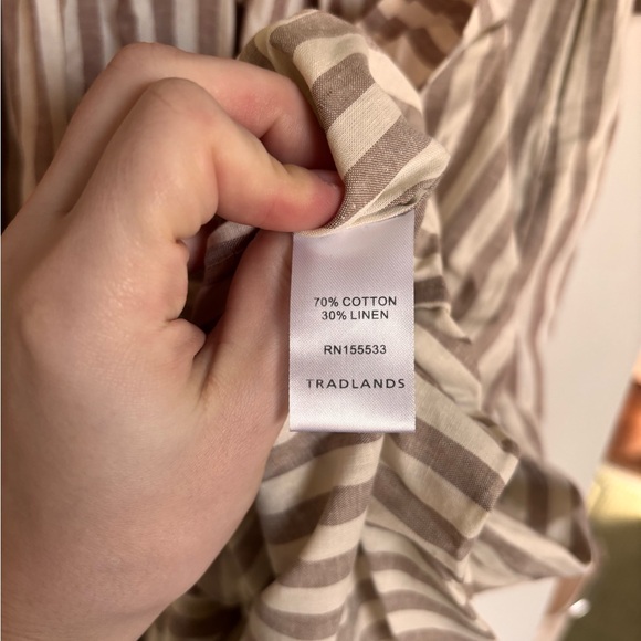 NWOT Tradlands Beige Striped Midi Dress - Picture 7 of 10
